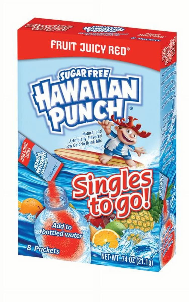 Hawaiian Punch Singles To Go! Low Calorie Drink Mix Sugar Free Fruit Juicy Red