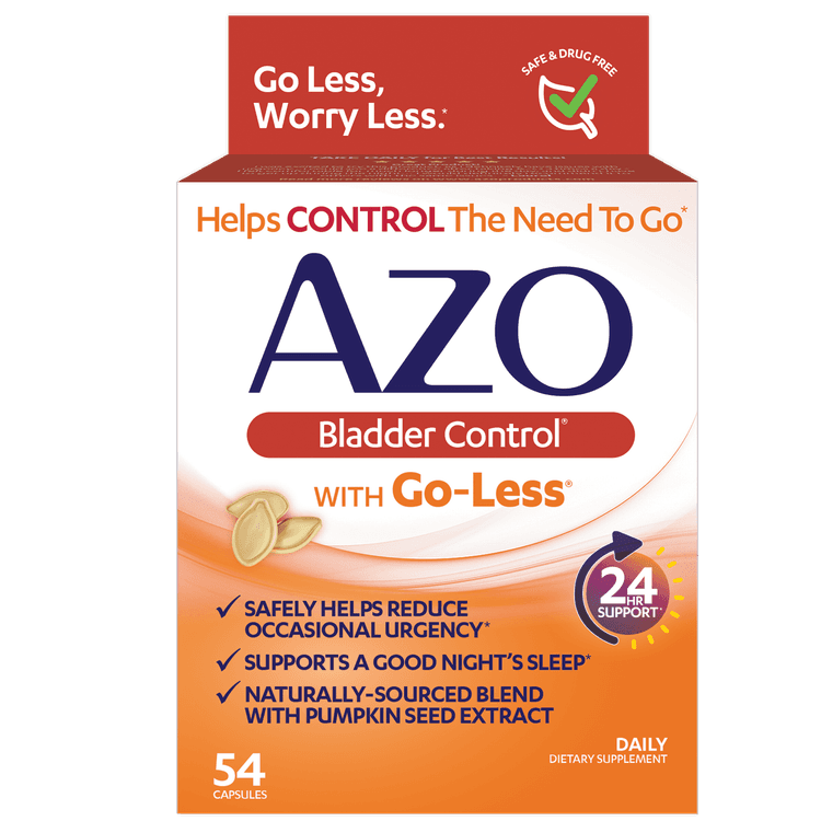 Azo Bladder Control With Go-Less Daily Supplement, Reduces Occasional Urgency And Leakage*, 54 Capsules