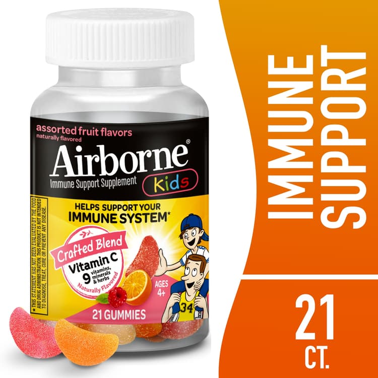 Airborne Vitamin C Immune Support Kids Gummies, Assorted Fruit Flavor
