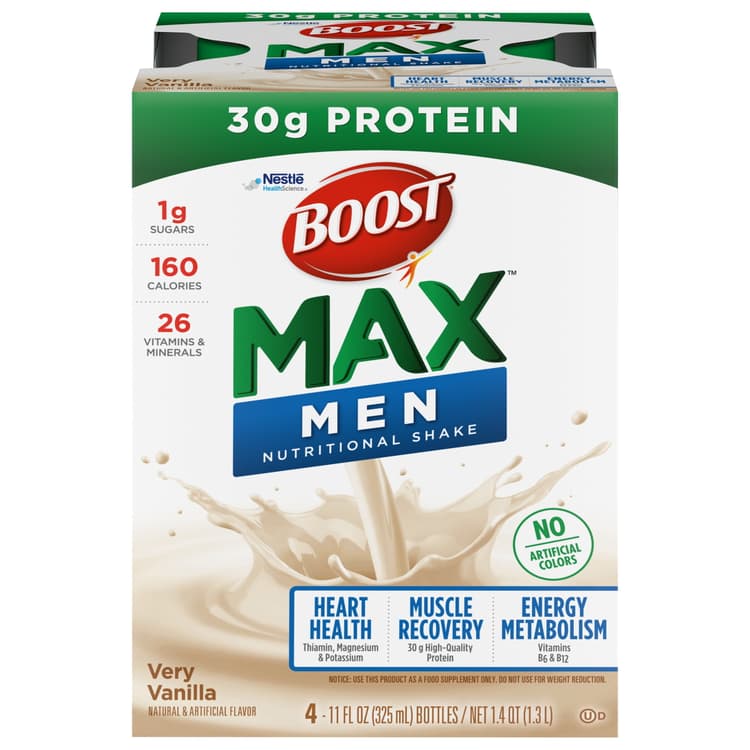 Boost Max Mens Very Vanilla Nutritional Shake 4 - Oz Bottles