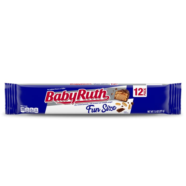 Baby Ruth Chocolatey, Peanut, Caramel, Nougat, Fun Size Candy Bars, Single Pack