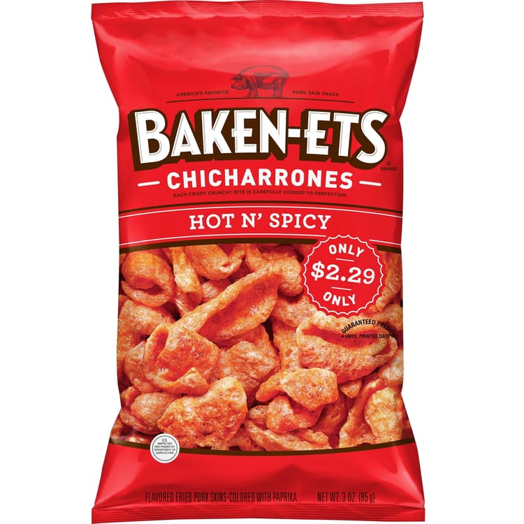 Baken-Ets Hot And Spicy Pork Skins Plastic Bag