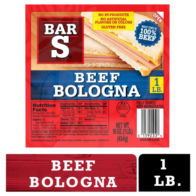 Bar-S Beef Bologna Sliced Deli-Style Lunch Meat