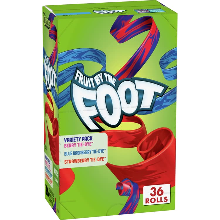 Fruit By The Foot Fruit Flavored Snacks, Berry Tie-Dye/Strawberry Tie-Dye/Blue Raspberry Tie-Dye, Variety