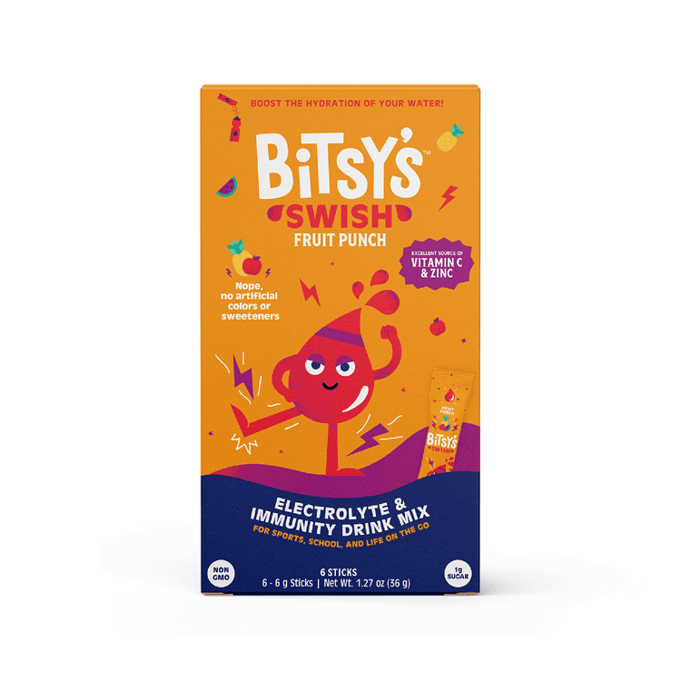 Bitsy'S Swish Fruit Punch Electrolyte And Immunity Sports Drink Mix For Kids, Vitamin C And Zinc Hydration Powder