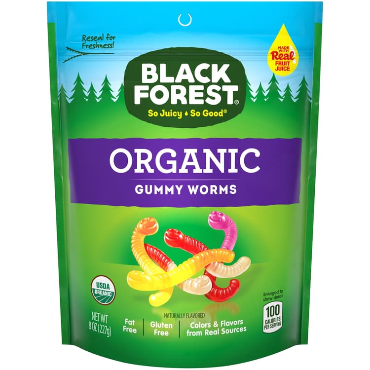 Black Forest Gummy Worms Candy Gluten Free Organic