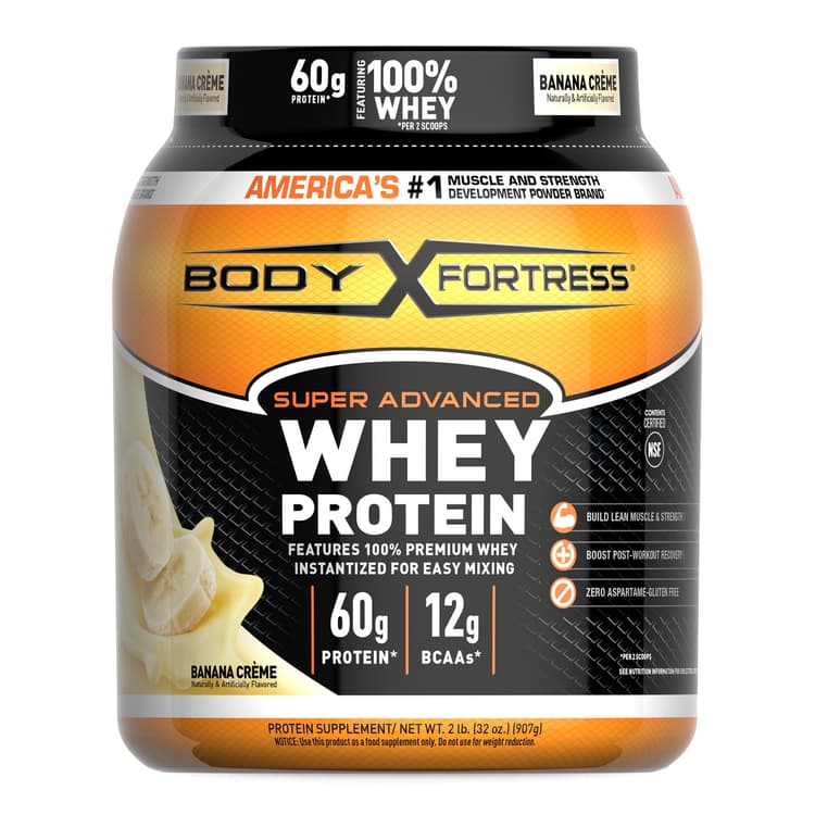 Body Fortress Super Advanced Whey Protein Powder, Banana Creme, Gluteen Free