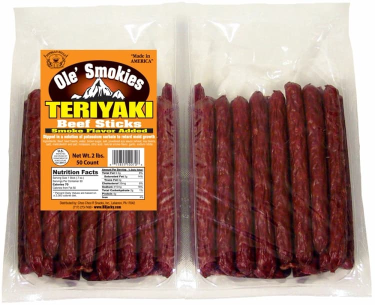 Buffalo Bills 2-Lb Teriyaki 5" Ole' Smokies Saddlebag (50 Twist-End Beef Sticks Per Saddlebag