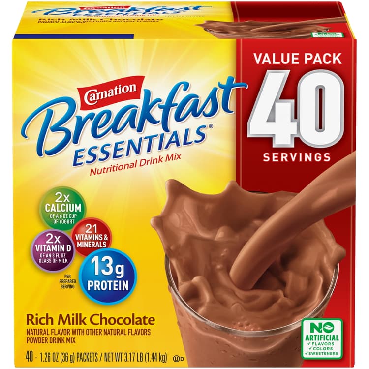 Carnation, Breakfast Essentials - Nutritional Powder Drink Mix, Rich Milk Chocolate