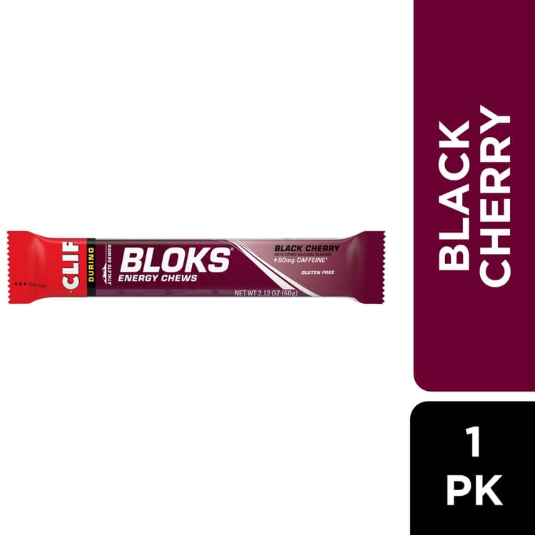 Clif Bloks - Black Cherry Flavor With Caffeine - Energy Chews - Non-Gmo - Plant Based - Fast Fuel For Cycling And Running - Quick Carbohydrates And Electrolytes