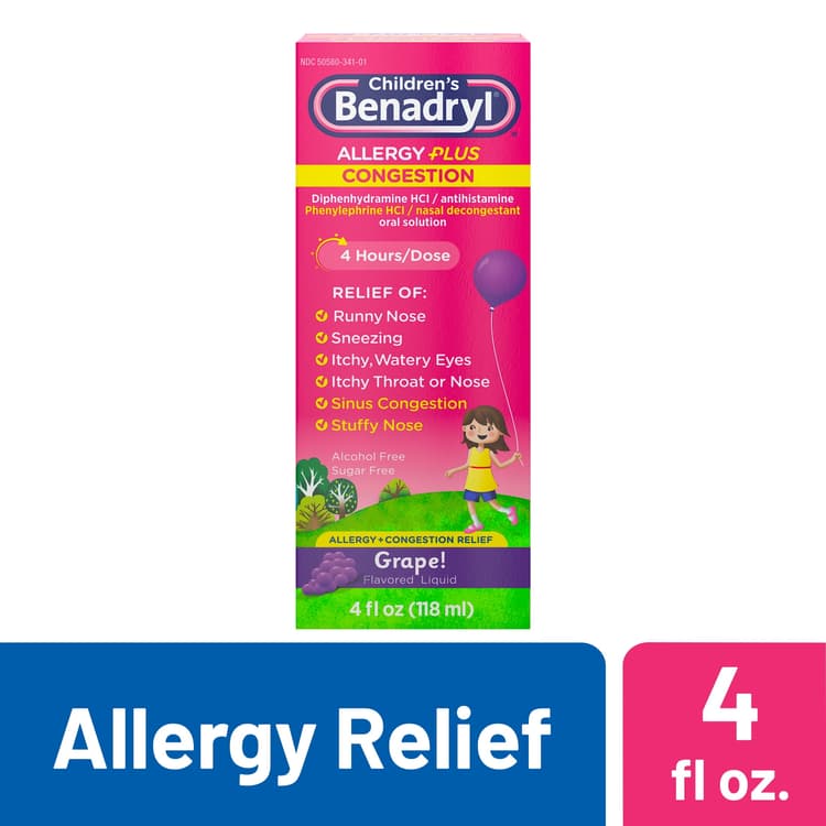 Children'S Benadrylallergy Plus Congestion Grape Flavored Liquid