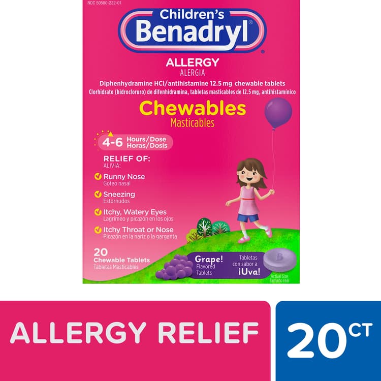 Children'S Benadrylallergy Chewables Grape Flavored