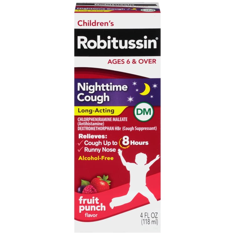 Robitussin Cough, Nighttime, Long-Acting, Children'S, Dm, Fruit Punch Flavor