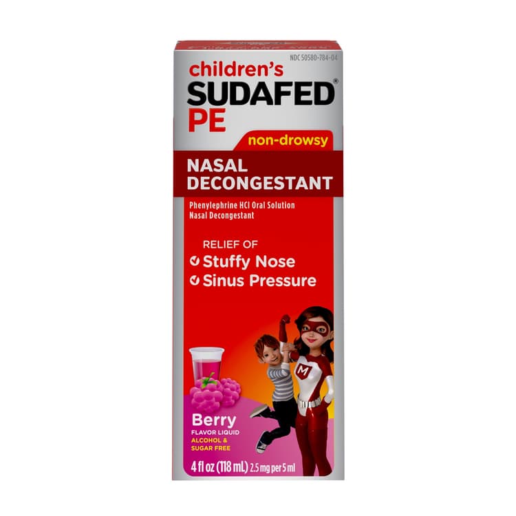 Sudafed Nasal Decongestant, Non-Drowsy, Pe, Berry Flavor Liquid
