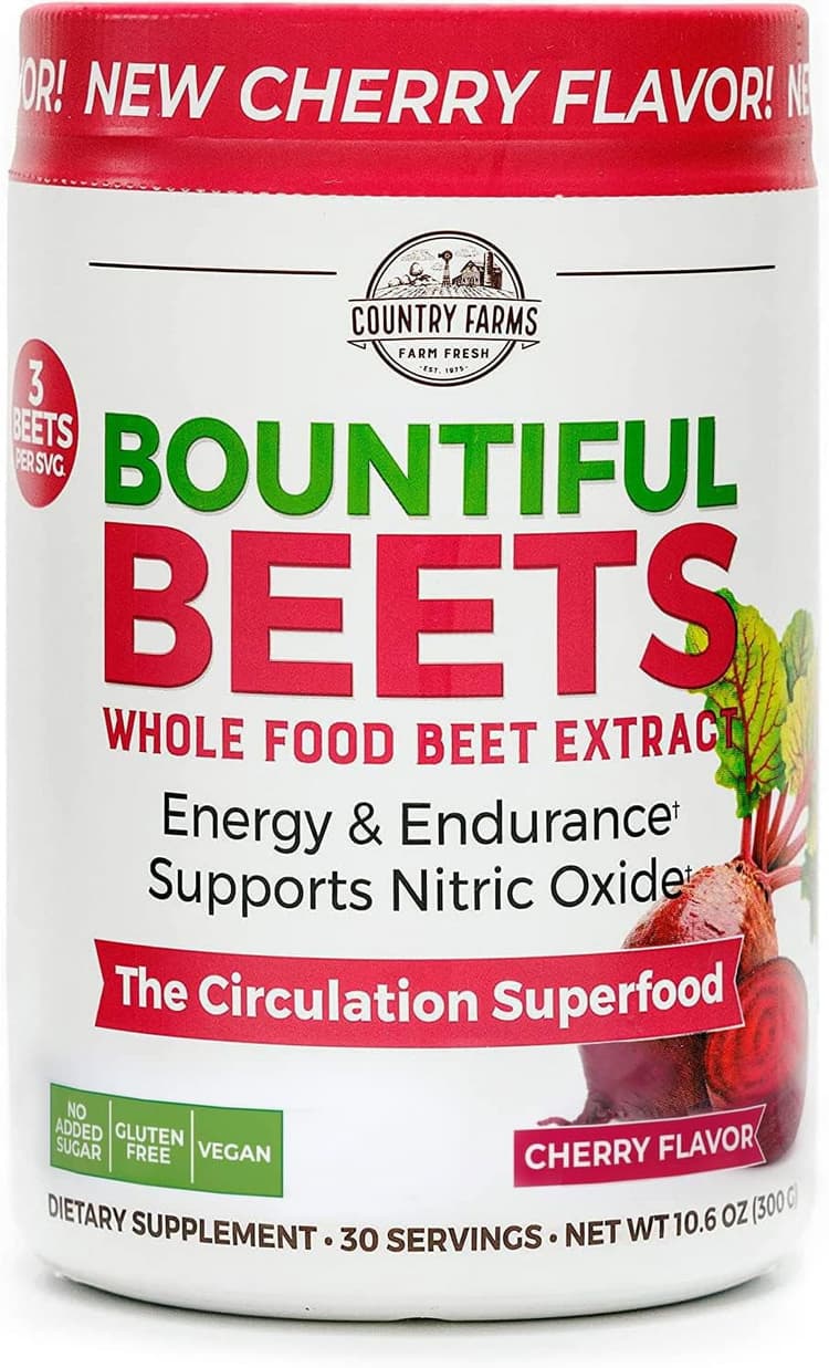 Country Farms Bountiful Beets, Delicious Cherry Flavor, The Circulation Superfood, Activates Essential Nitric Oxide, Natural Beet Extract, Boosts Energy And Endurance
