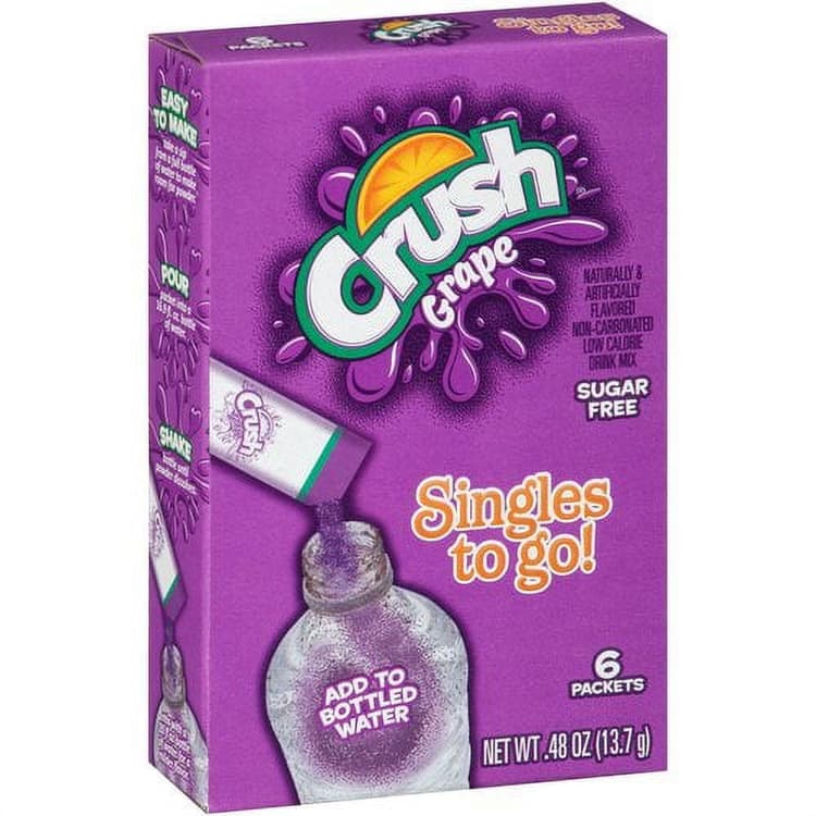 Crush Singles To Go! Low Calorie Drink Mix Sugar Free Grape