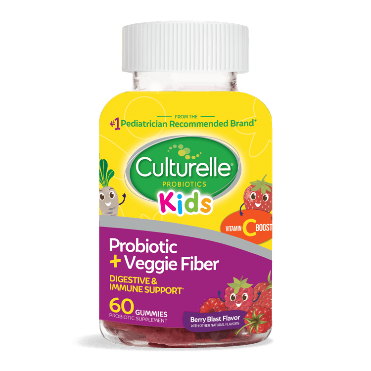 Culturelle Kids Probiotic With Veggie Fiber, 1 Billion Cfus Gummies, Berry Blast