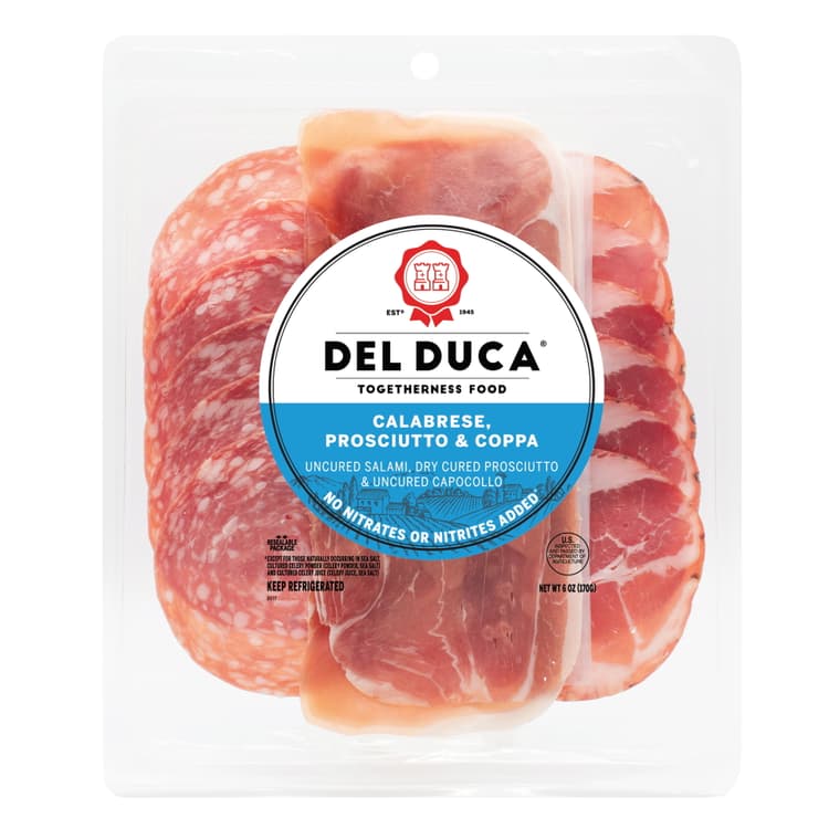 Del Duca, Uncured Pork Variety Pack, Sliced Deli Meat, Plastic Tray