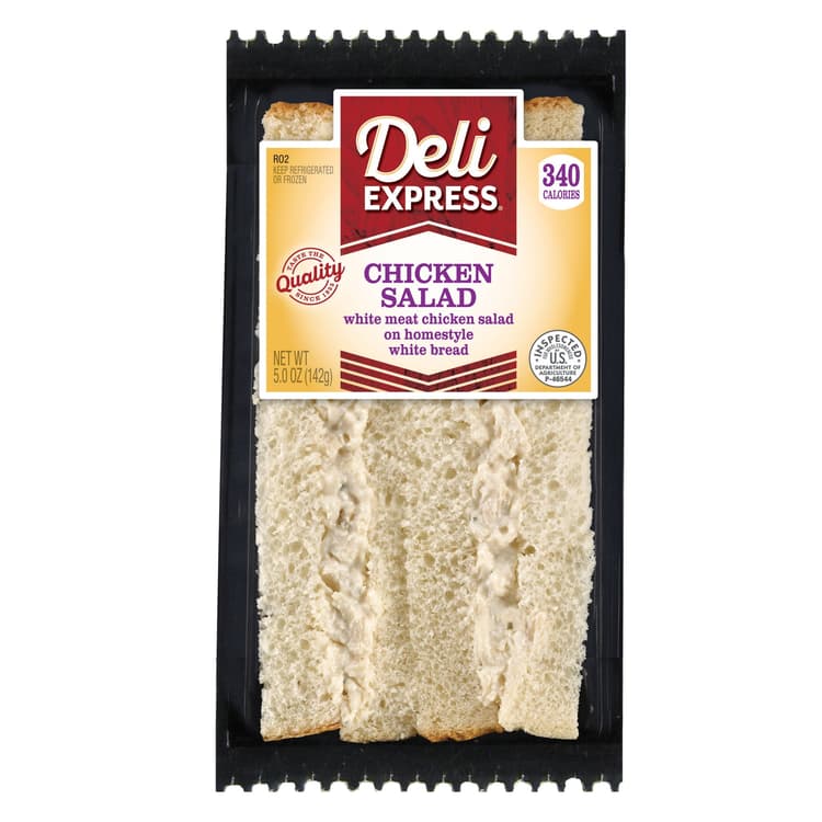 Deli Express White Meat Chicken Salad Packaged Sandwich Wedge