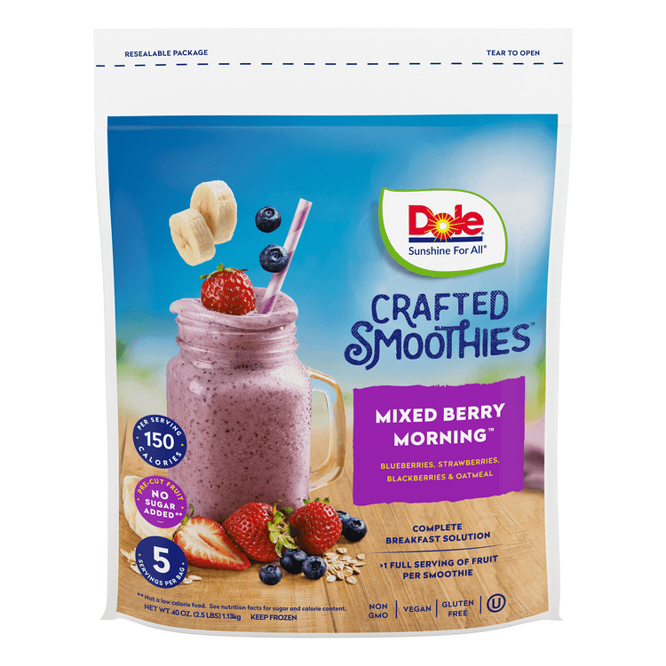 Dole Crafted Smoothie Blends Mixed Berry Oatmeal Blend