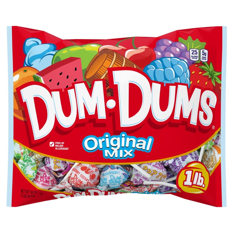 Dum Dums Free Of Major Allergens Original Flavor Mix Lollipops, Party Candy