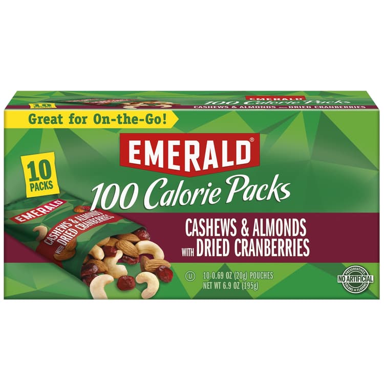 Emerald Nuts, Cashews And Almonds With Dried Cranberries, 100 Calorie Packs