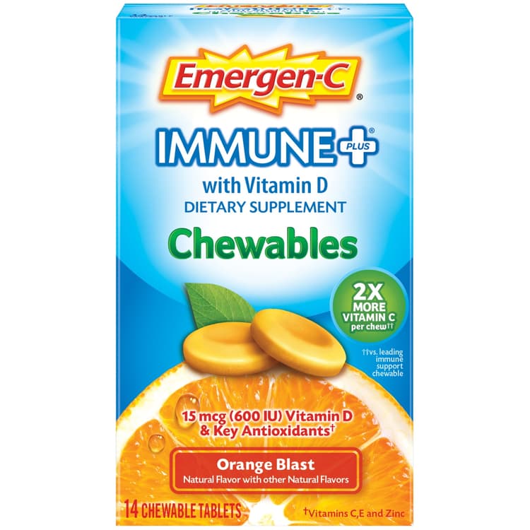 Emergen-C Immune + Dietary Supplement Chewables Orange Blast