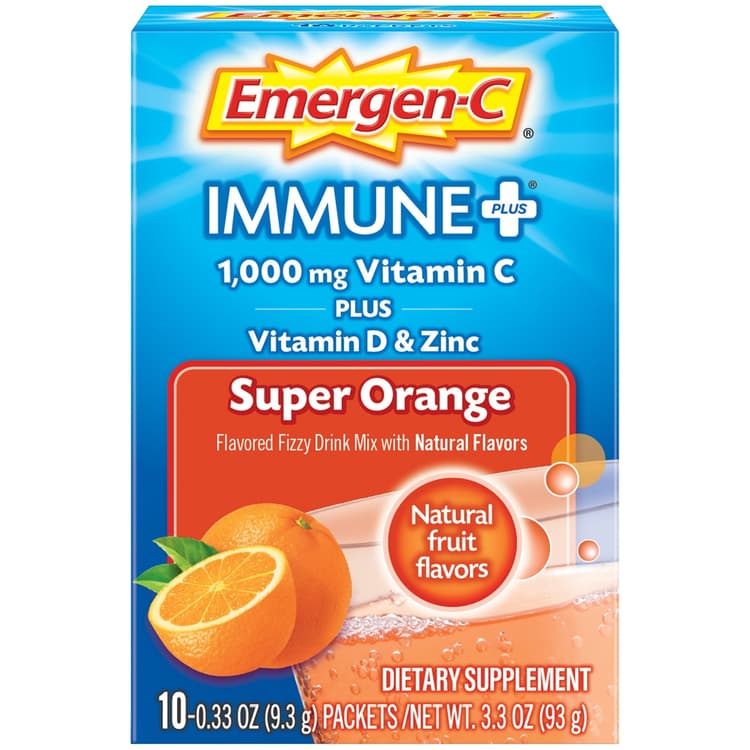 Emergen-C Immune Plus Vitamin C Supplement For Immune Support, Super Orange