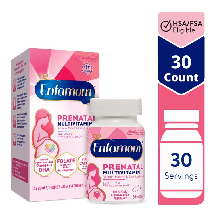Enfamom Prenatal Vitamin Supplement For Pregnant And Lactating Women From Enfamil, 30 Softgels, Omega-3 Dha + Folate + Calcium
