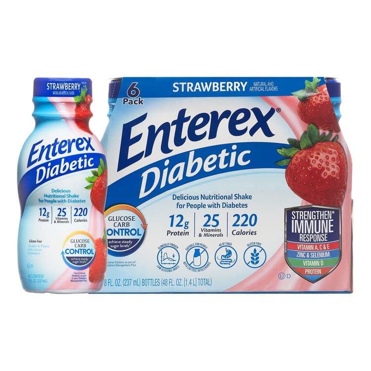 Enterex Diabetic Nutritional Meal Replacement Shake,For People With Diabetes,Strawberry