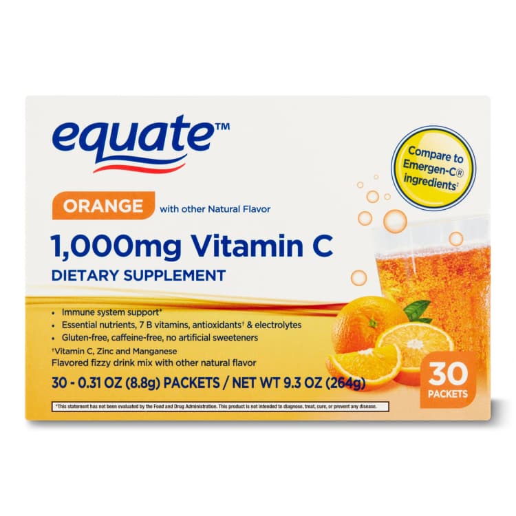 Equate Vitamin C Powder Supplement For Immune Support Drink Mix, Orange