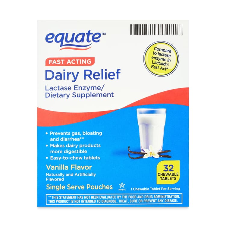 Equate Fast Acting Dairy Relief Vanilla Flavor Lactase Enzyme/Dietary Supplement