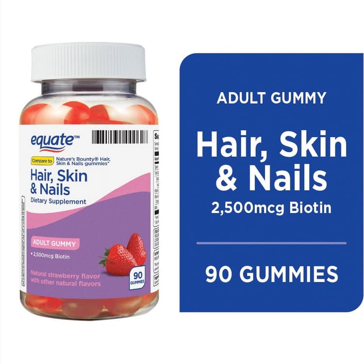 Equate Hair, Skin, And Nails Dietary Supplement For Adults, Biotin, Gummies
