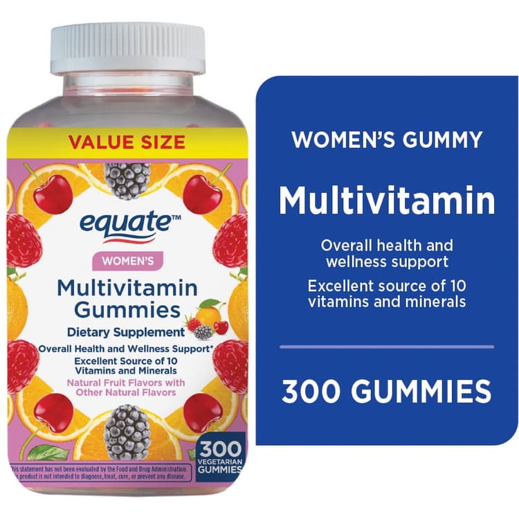 Equate Women'S Multivitamin Gummies For General Health, Natural Fruit
