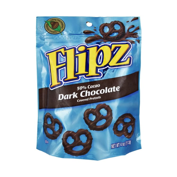 Flips Covered Pretzels, Dark Chocolate, 50% Cacao