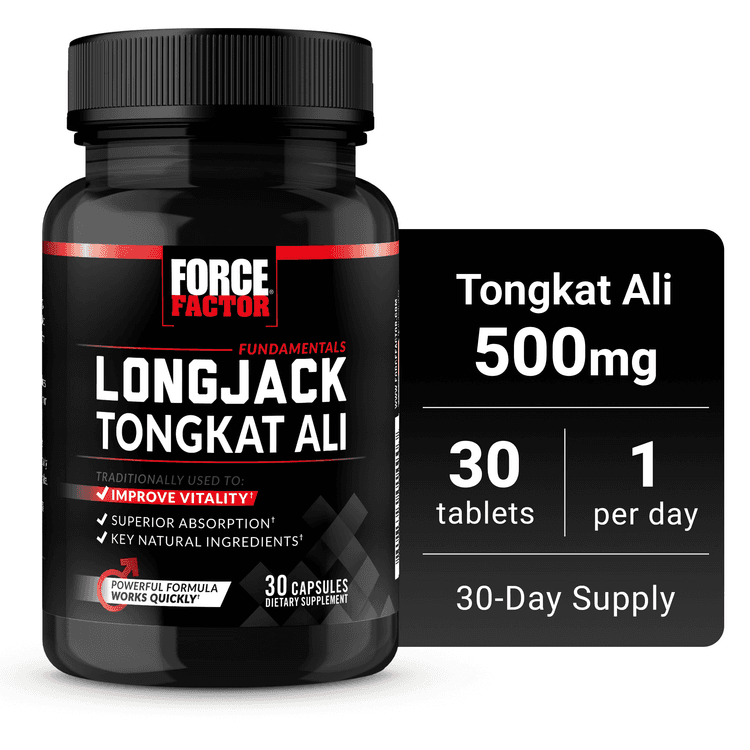 Force Factor Longjack Tongkat Ali, Vitality Supplement For Men, 30 Capsules