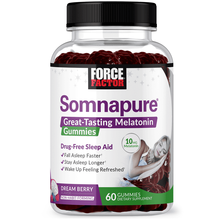 Force Factor Somnapure Gummies Sleep Aid Supplement With Of Melatonin, Dream Berry, 60 Gummies