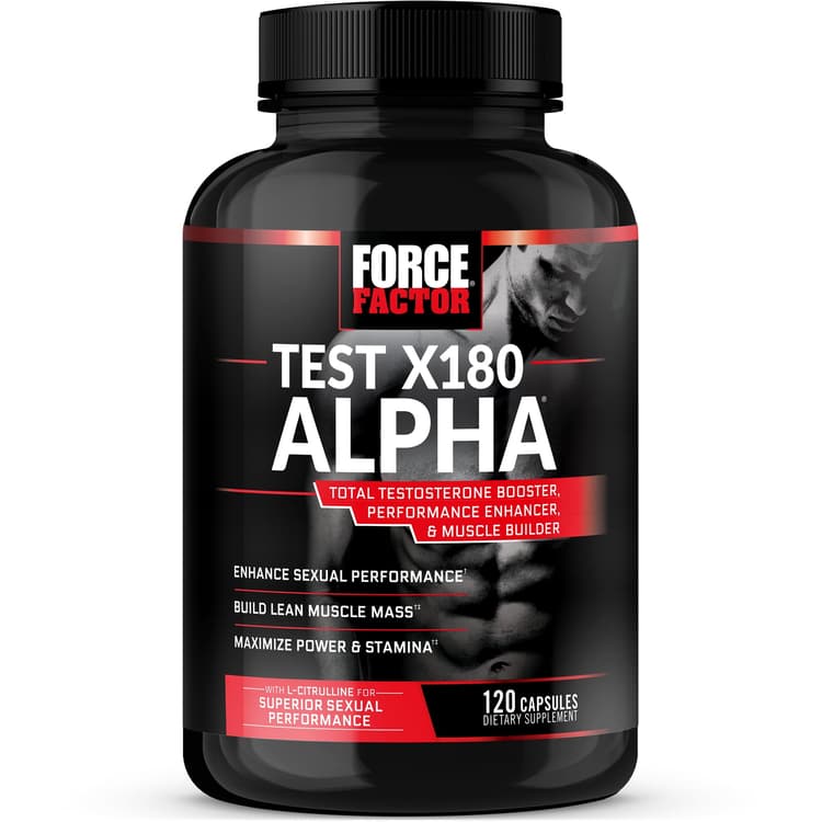 Force Factor Test X180 Alpha Testosterone Booster For Men, Testosterone Supplement With Testofen To Build Lean Muscle, Increase Strength And Power, And Enhance Stamina And Performance, 120 Capsules