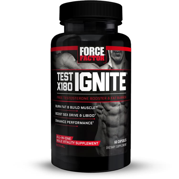 Force Factor Test X180 Ignite Total Testosterone Booster For Men With Fenugreek Seed And Green Tea Extract To Increase Libido, Burn Fat, Build Lean Muscle, And Improve Performance, 60 Capsules