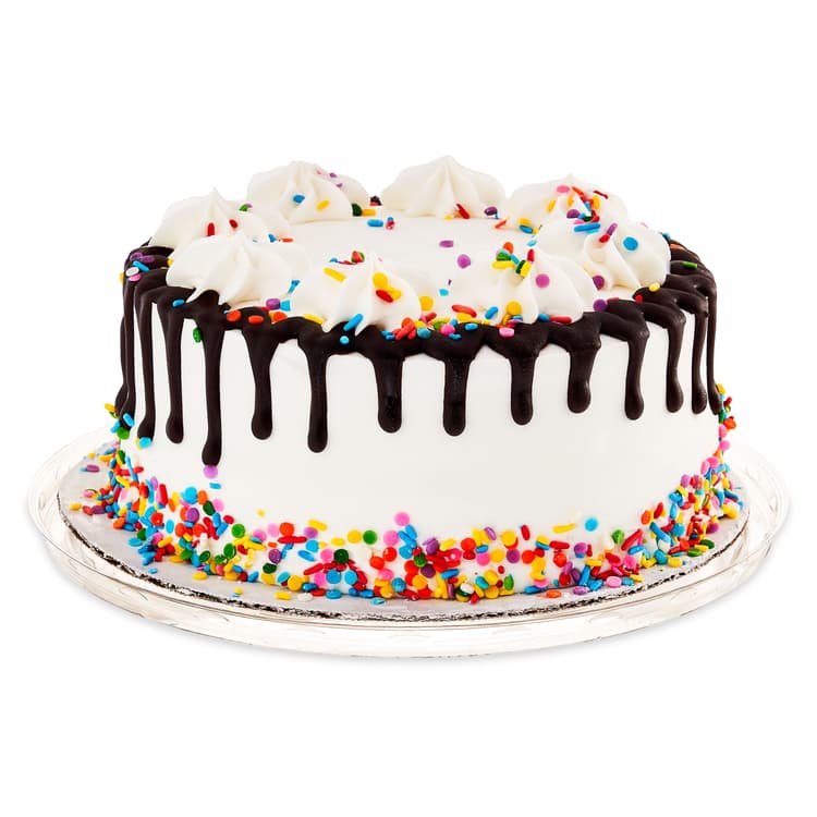 Freshness Guaranteed 7-Inch Confetti Cake, White Buttercreme, Regular, Tray, Keep