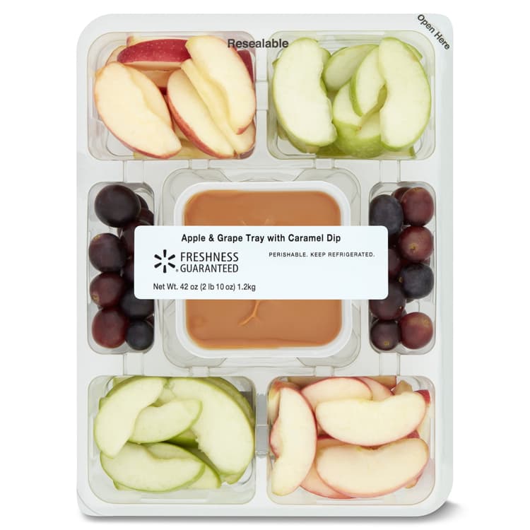 Freshness Guaranteed Apple And Grape Tray With Caramel Sauce