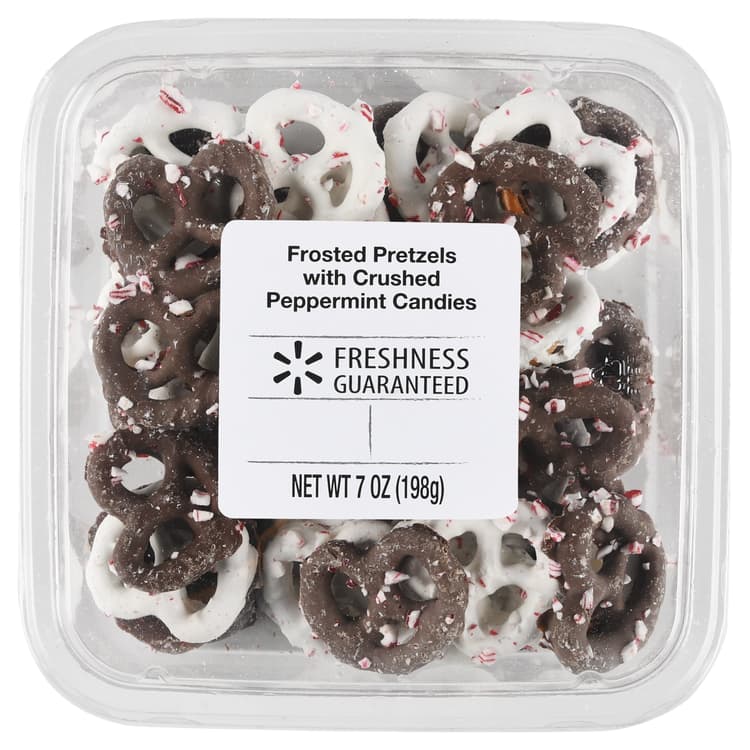 Freshness Guaranteed Frosted Pretzels With Crushed Peppermint Candies