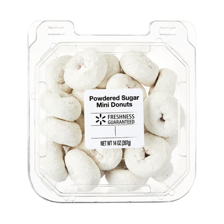 Freshness Guaranteed Powdered Sugar Mini Donuts, Bakery Clamshell