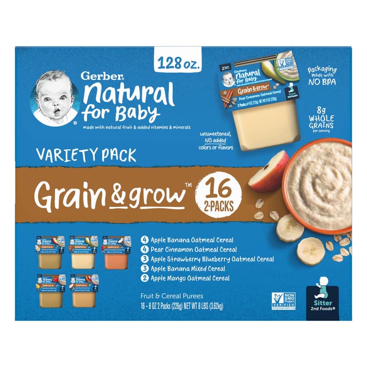 Gerber 2Nd Foods Fruit &Amp; Cereal Puree Favorites Baby Food, Variety Pack, Tubs