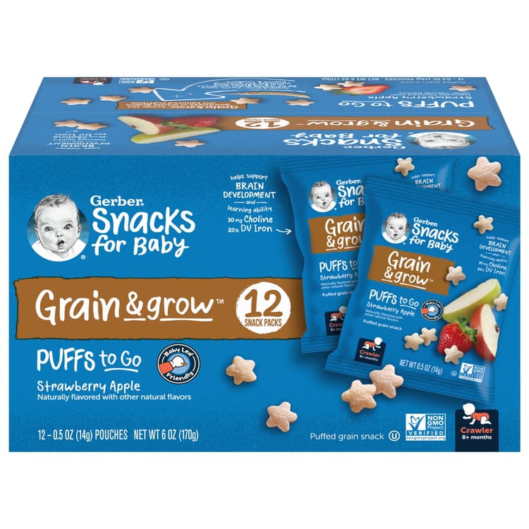 Gerber Grain & Grow 3Rd Foods Puffs To Go Baby Snack, Strawberry Apple