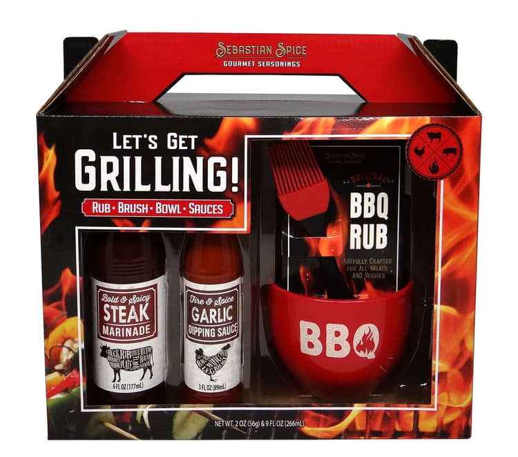 Get Grilling Bbq Sauces And Rub Gift Box By Sebastian & Co, And 9 Fluid
