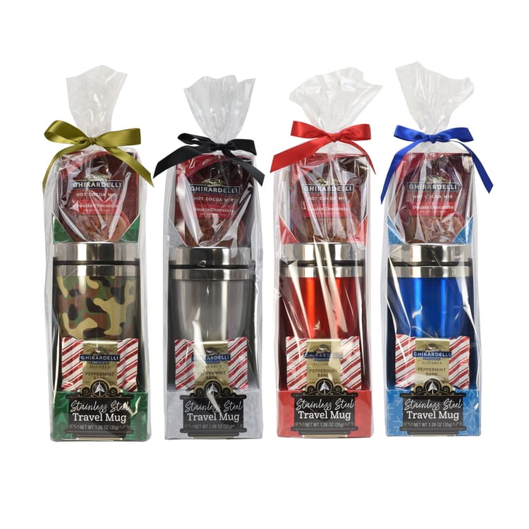Ghirardelli Stainless Steel Travel Mug Cocoa Christmas Gift Set