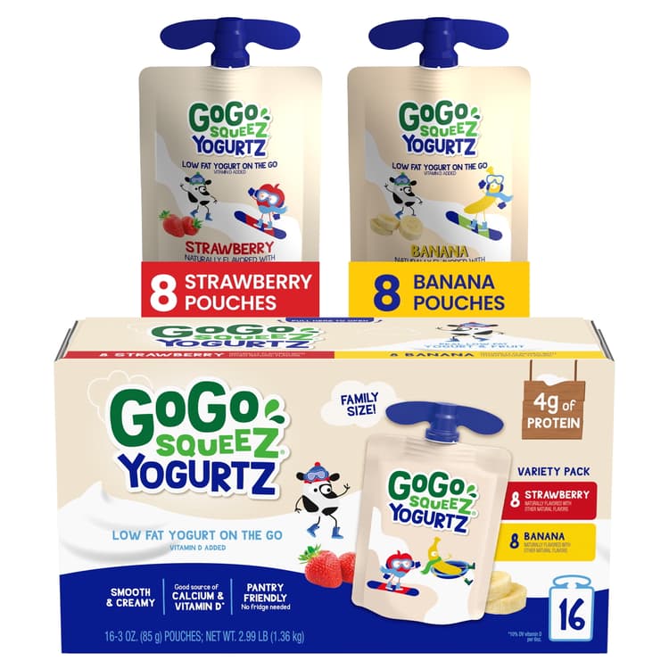 Materne Gogo Squeez Yogurtz Variety Pack 8 Strawberry 8 Banana Yogurt On The Go
