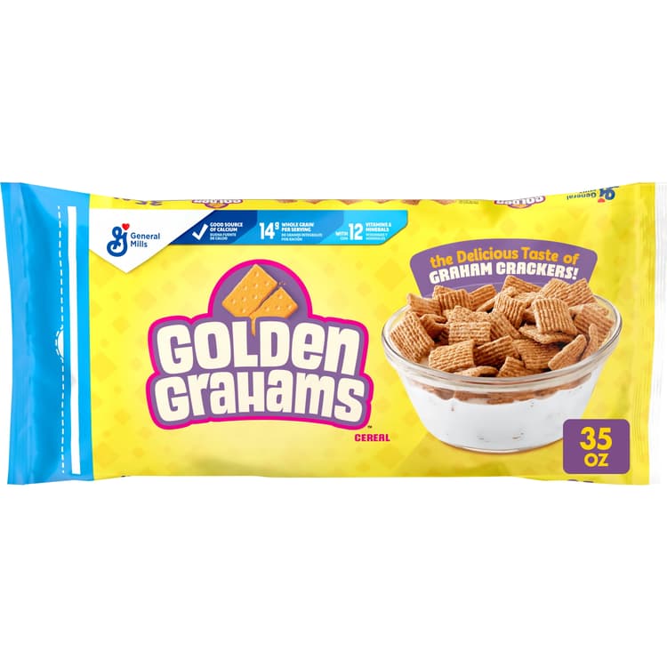 Golden Grahams Breakfast Cereal, Graham Cracker Taste, Whole Grain, Value Size, Cereal Bag