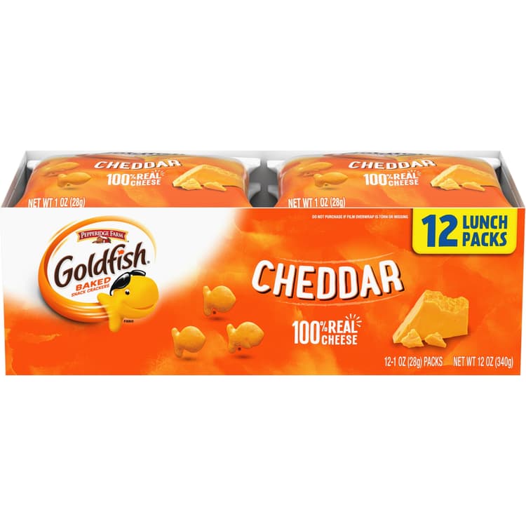 Goldfish Cheddar Cheese Crackers, Snack Packs, Multi-Pack Tray